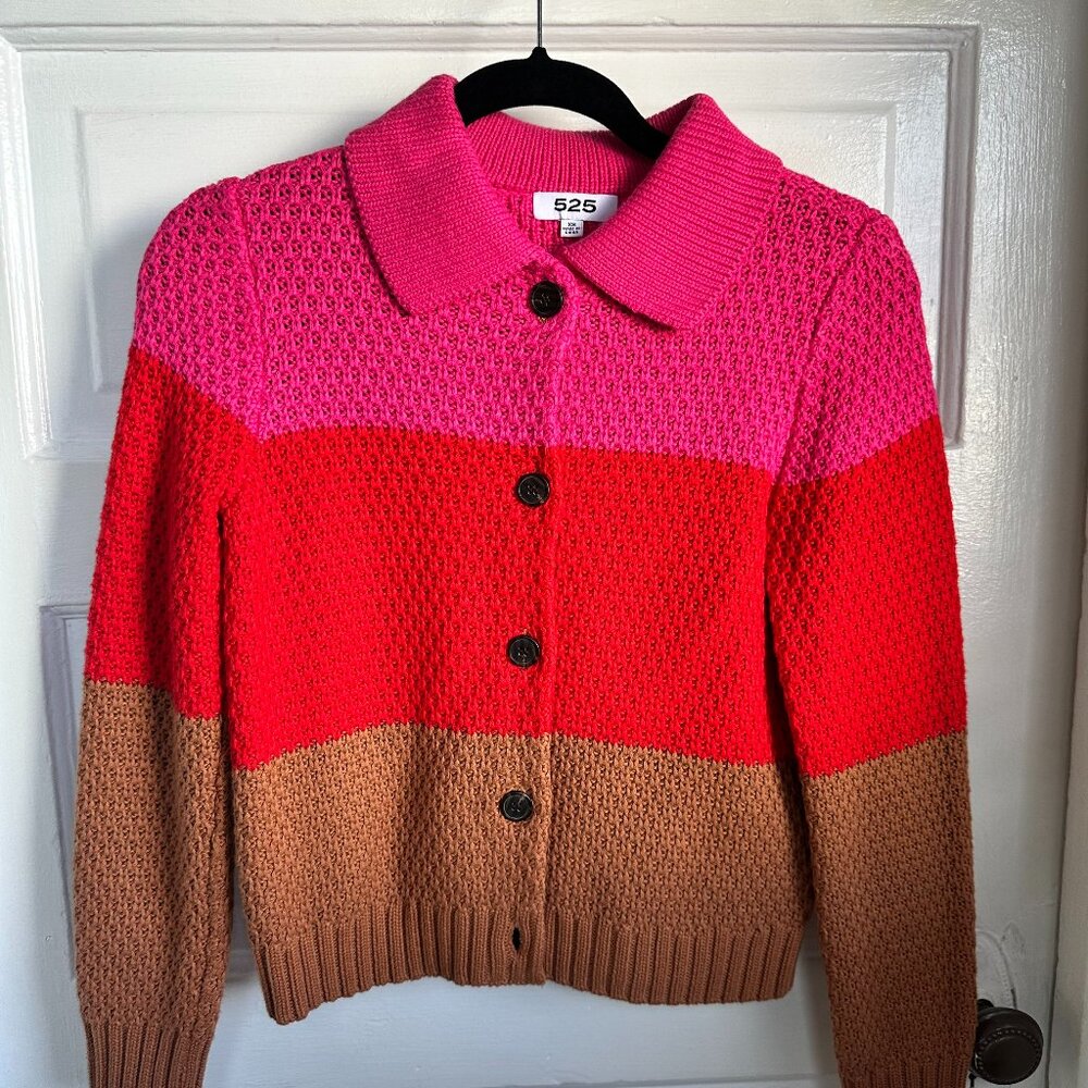 Joanna Colorblocked Honeycomb Cardigan in Toasted Almond Multi